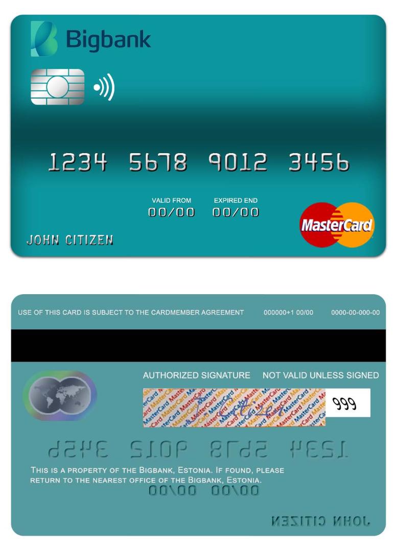 Estonia Bigbank mastercard